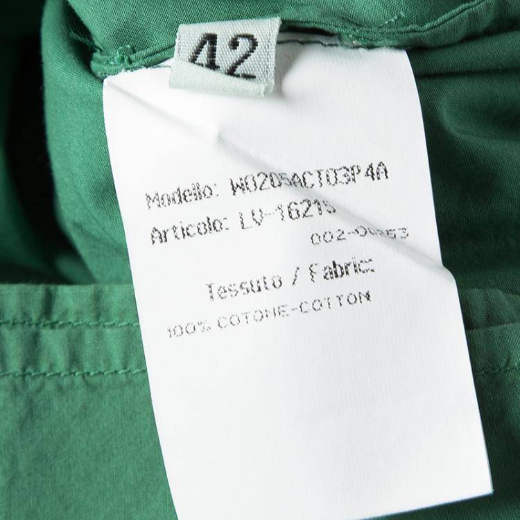 Pre Owned Lanvin Green Gathered Cotton Dress L