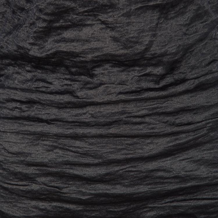 Pre Owned Lanvin Metallic Grey Textured Ruched Sleeveless Dress S