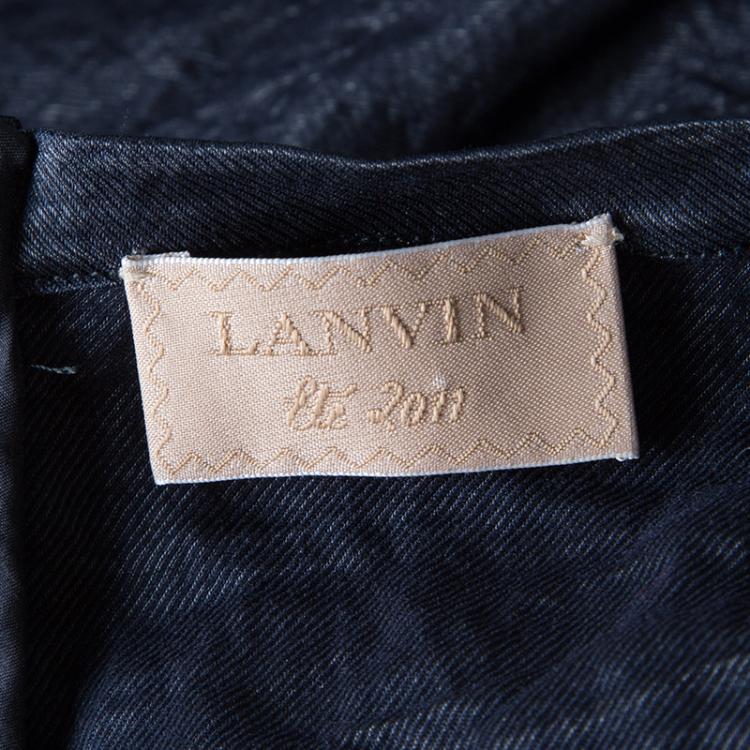 Pre Owned Lanvin Metallic Grey Textured Ruched Sleeveless Dress S