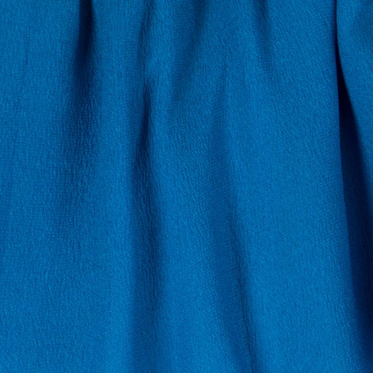 Pre Owned Lanvin Blue Draped Silk Frayed Edge Detail Sleeveless Asymmetric Dress M