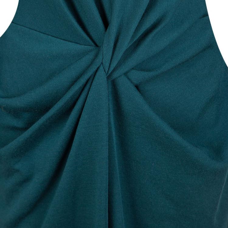 Pre Owned Lanvin Teal Blue Wool Twist Front Long Sleeve Dress M