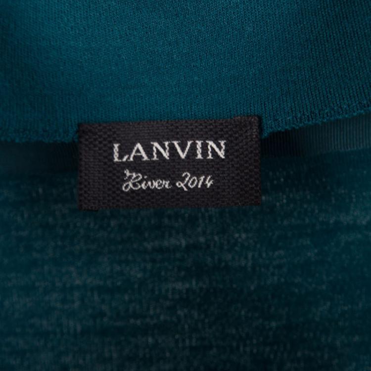 Pre Owned Lanvin Teal Blue Wool Twist Front Long Sleeve Dress M