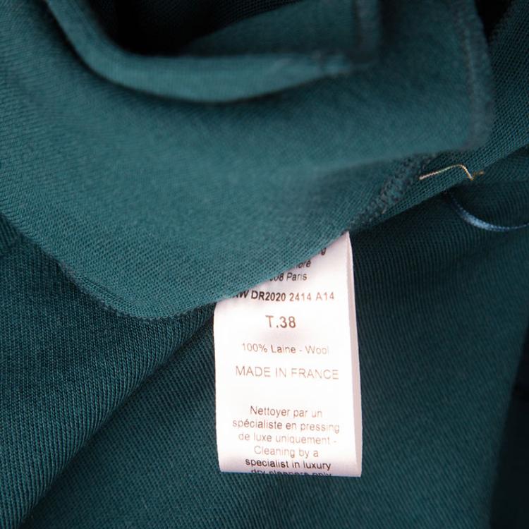 Pre Owned Lanvin Teal Blue Wool Twist Front Long Sleeve Dress M