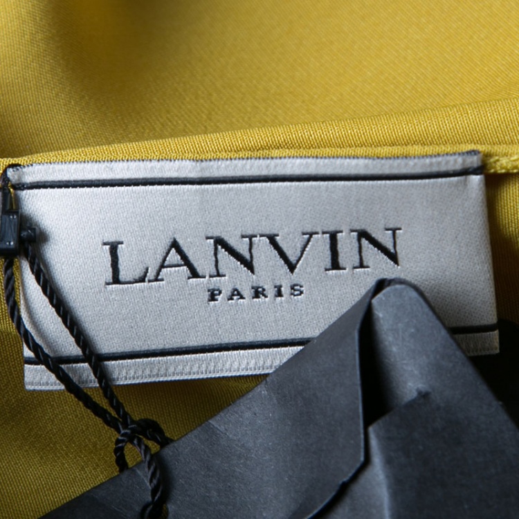 Pre Owned Lanvin Mustard Yellow One Shoulder Tie Detail Draped Dress M