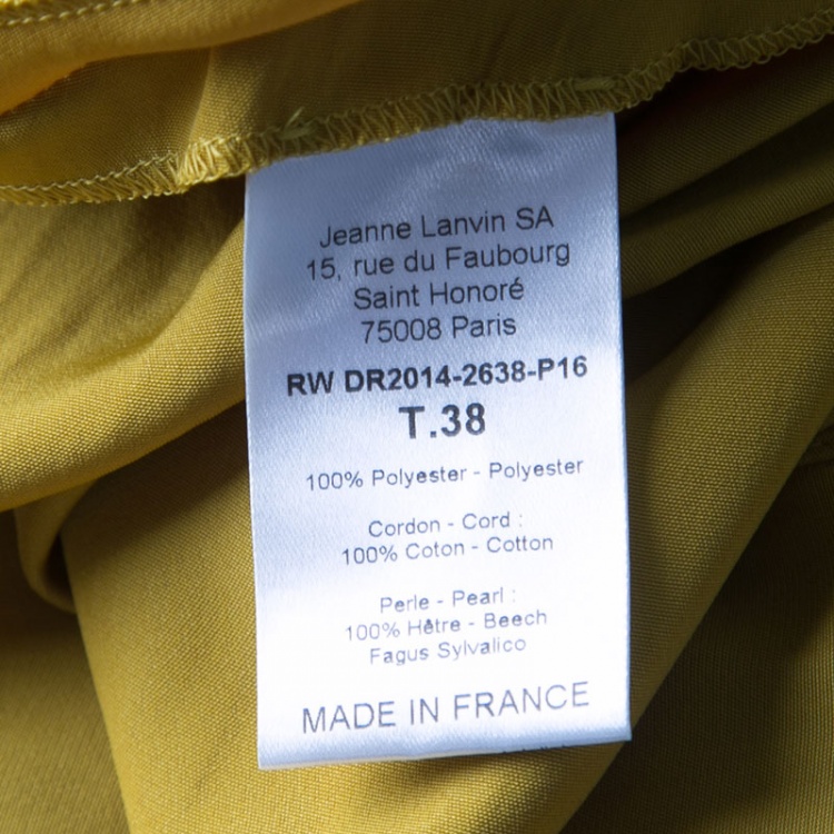 Pre Owned Lanvin Mustard Yellow One Shoulder Tie Detail Draped Dress M