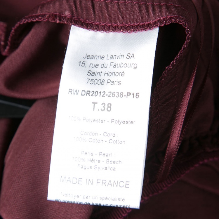 Pre Owned Lanvin Burgundy Tie Detail Sleeveless Draped Dress M