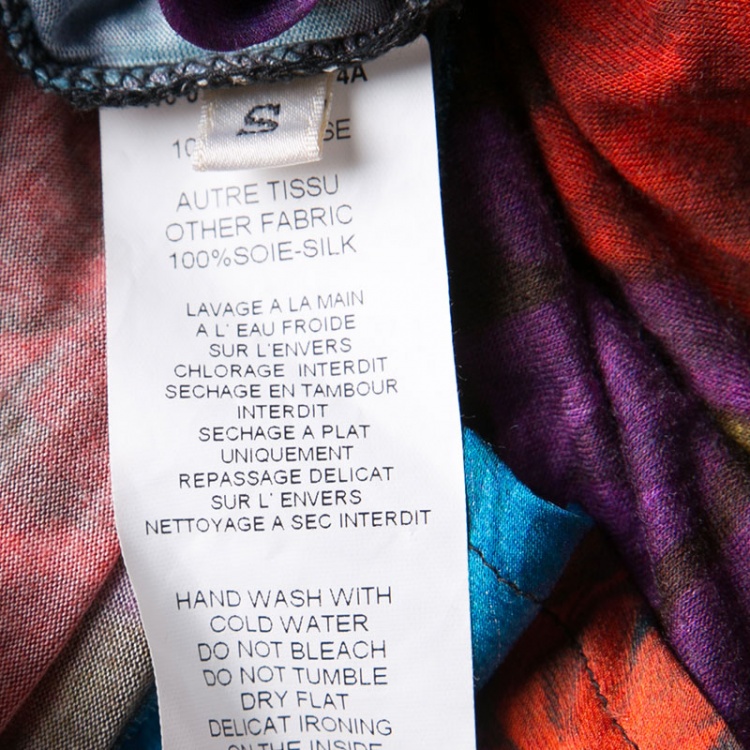مملوكة مسبقًا Lanvin Multicolor Floral Print Jersey Silk Trim Detail Long Cardigan S