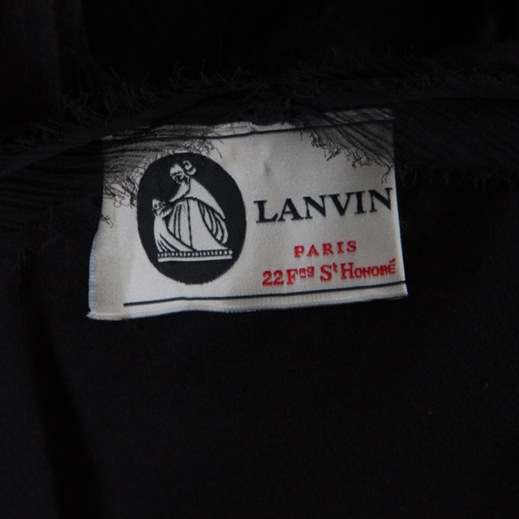 Pre Owned Lanvin Black Raw Edged Bow Detail Short Sleeve Dress M