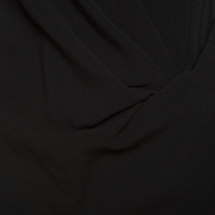 Pre Owned Lanvin Black Knit Drape Detail Long Sleeve Maxi Dress M