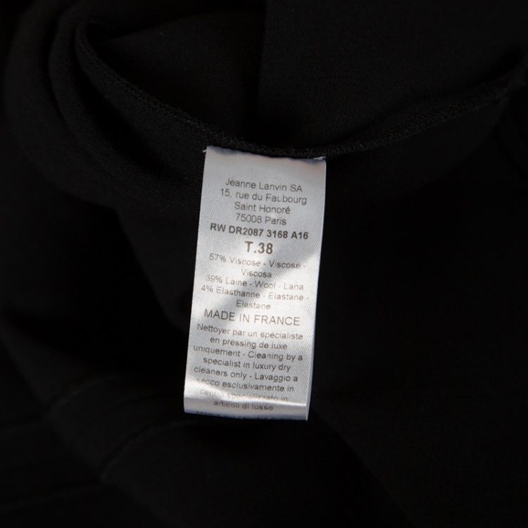 Pre Owned Lanvin Black Knit Drape Detail Long Sleeve Maxi Dress M