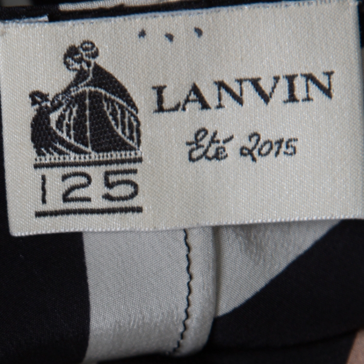 Pre Owned Lanvin Multicolor Chevron Patterned Silk Draped Maxi Dress L