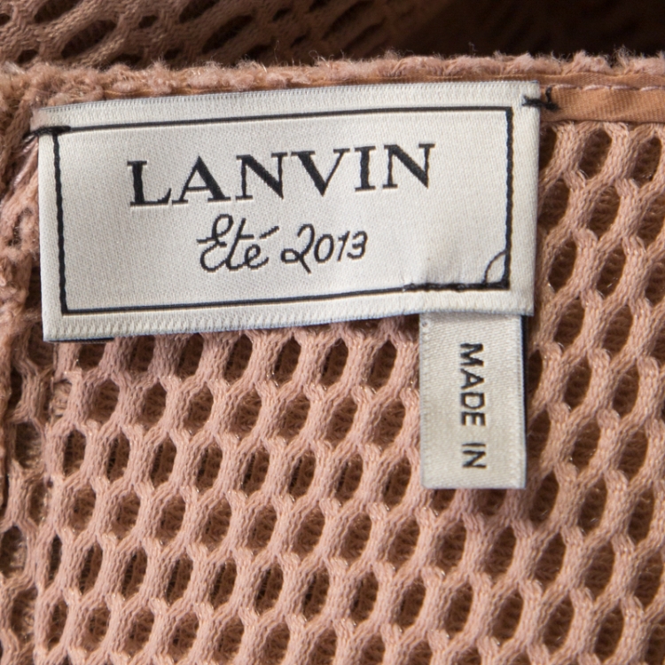 Pre Owned Lanvin Dusty Rose Perforated Raw Edge Detail Fit and Flare Sleeveless Dress S