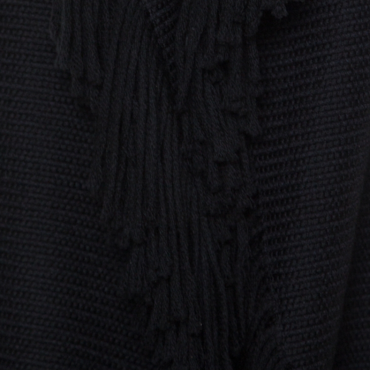 مملوكة مسبقًا Lanvin Black Fringe Edge Wool Blend Knit Vest M