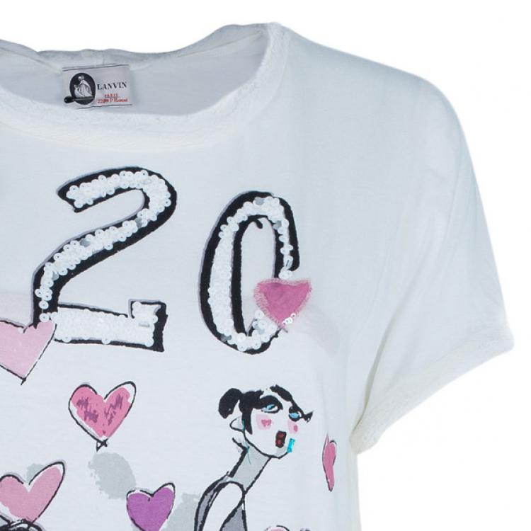 Pre Owned Lanvin 120 Print Embellished T-Shirt M