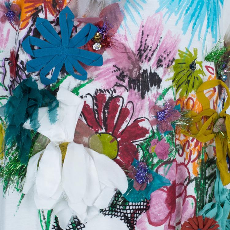 Pre Owned Lanvin Floral Embellished Short Dress L