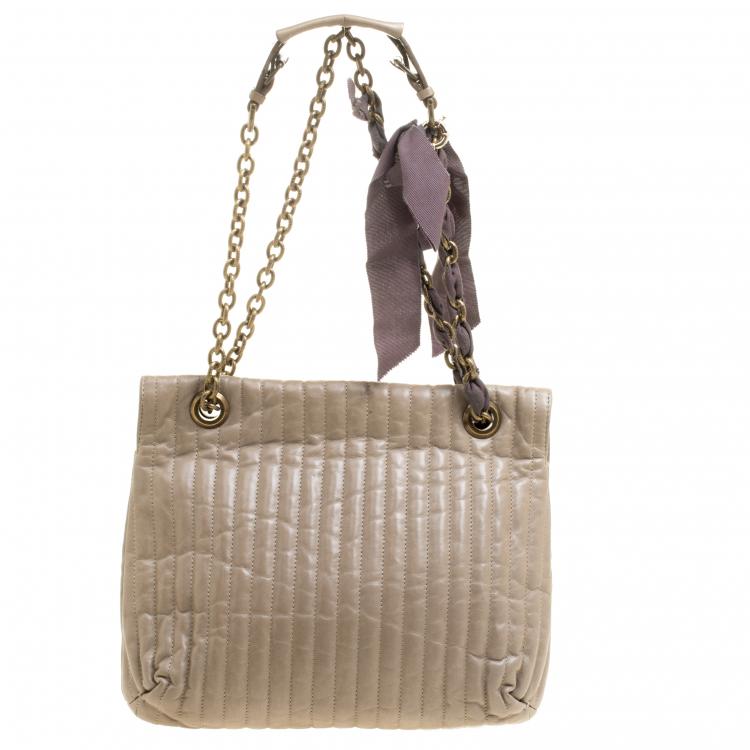 Pre Owned Lanvin Beige Leather Happy Shoulder Bag