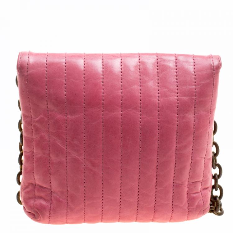 مملوكة مسبقًا Lanvin Pink Quilted Leather Mini Happy Crossbody Bag