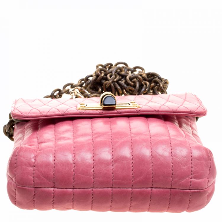 مملوكة مسبقًا Lanvin Pink Quilted Leather Mini Happy Crossbody Bag