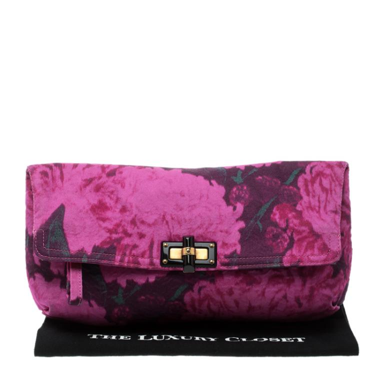 Pre Owned Lanvin Pink Printed Canvas Happy Clutch