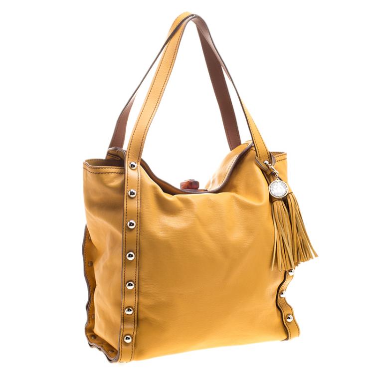 Pre Owned Lanvin Orange Leather Tassel Tote