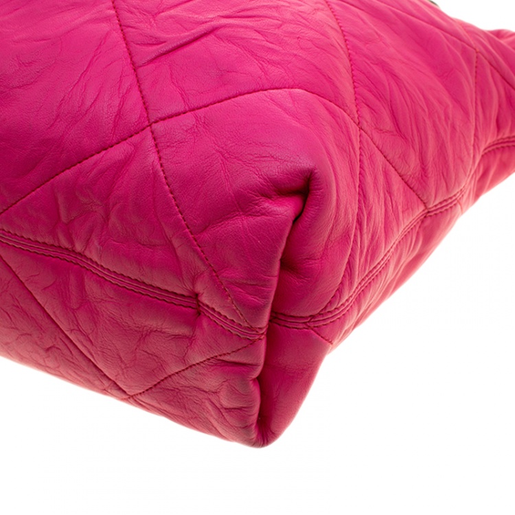 Pre Owned Lanvin Pink Quilted Leather Amalia Cabas Tote