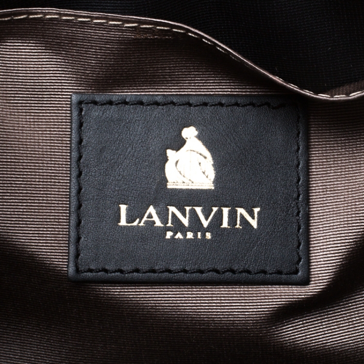 Pre Owned Lanvin Violet Embellished Satin Wristlet Clutch