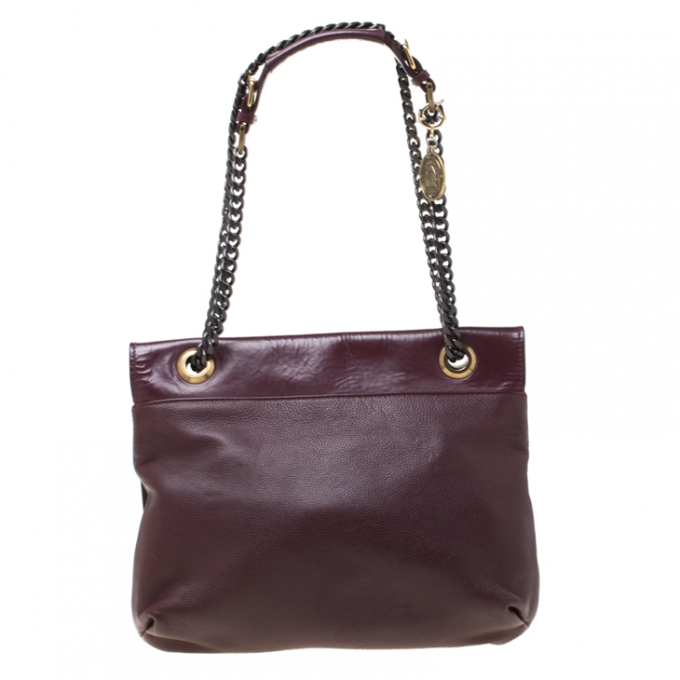 Pre Owned Lanvin Burgundy Leather Happy Shoulder Bag