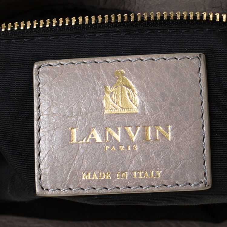 Pre Owned Lanvin Grey Leather Sugar Beads Shoulder Bag