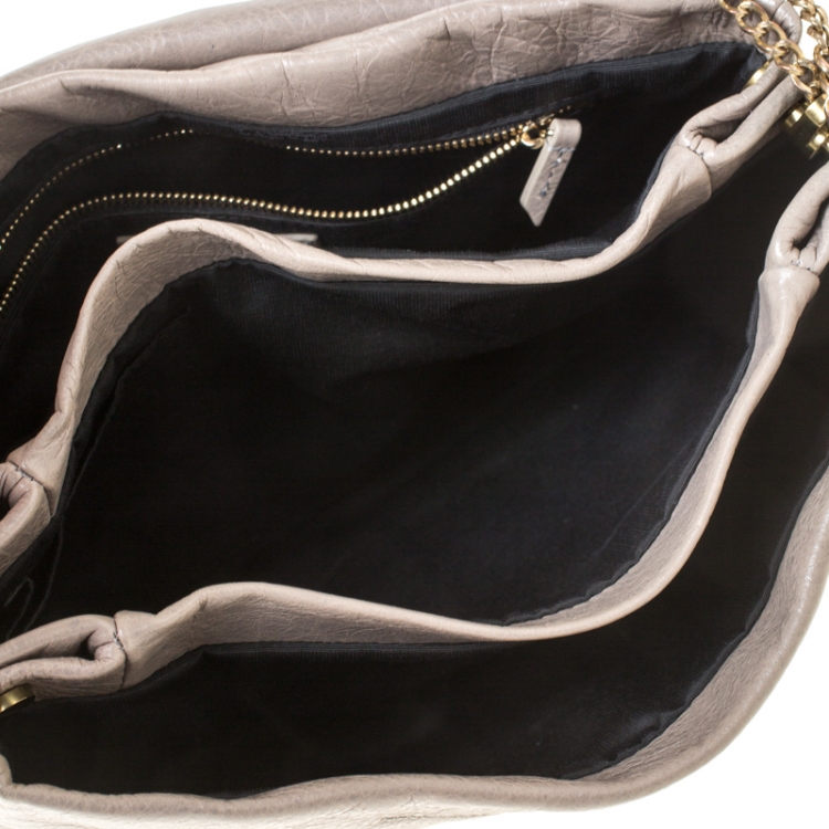Pre Owned Lanvin Grey Leather Sugar Beads Shoulder Bag
