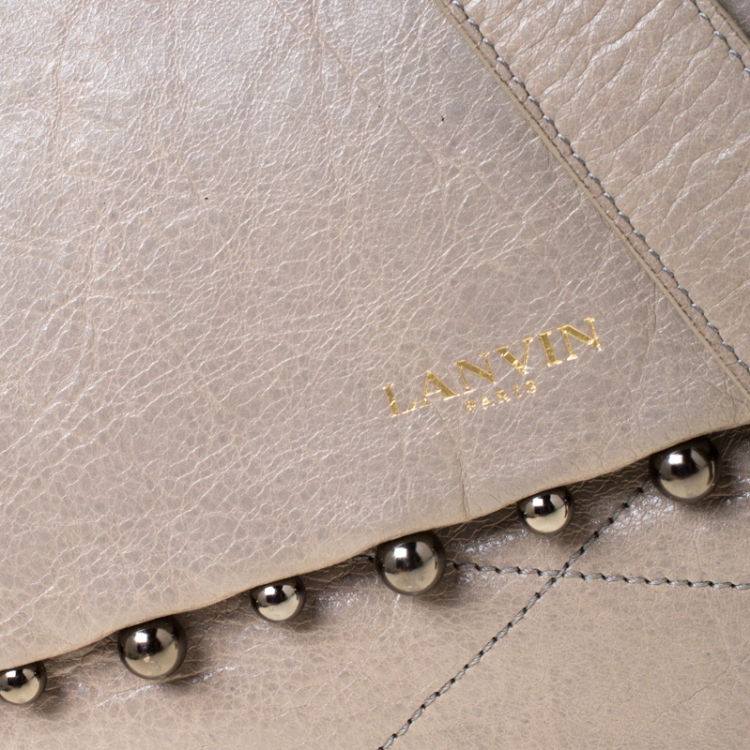 Pre Owned Lanvin Grey Leather Sugar Beads Shoulder Bag