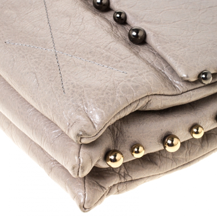 Pre Owned Lanvin Grey Leather Sugar Beads Shoulder Bag