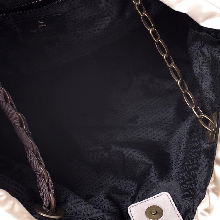 Pre Owned Lanvin Grey/Olive Green Quilted Leather Amalia Cabas Tote