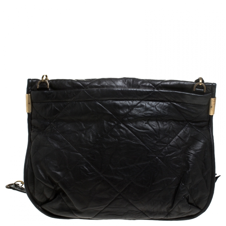 Pre Owned Lanvin Black Lambskin Leather Chain Strap Crossbody Bag