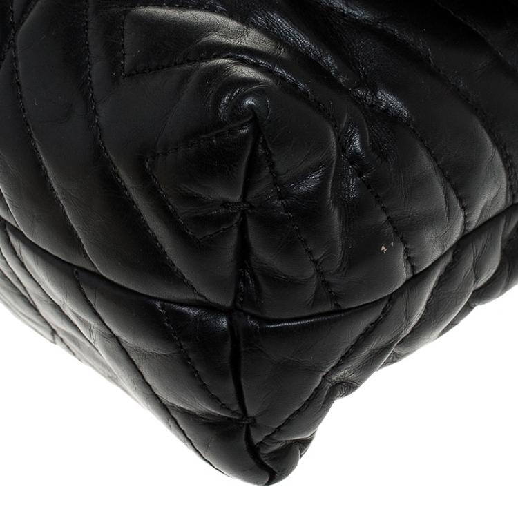 Pre Owned Lanvin Black Quilted Leather Medium Happy Shoulder Bag