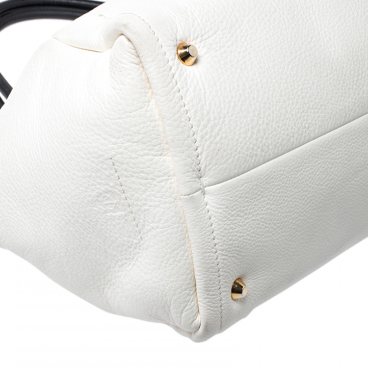 Pre Owned Lanvin White Pebbled Leather Tilogy Tote 