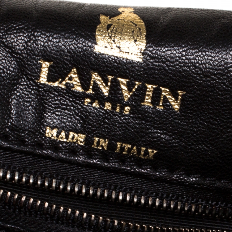 Pre Owned Lanvin Black Quilted Leather Medium Happy Shoulder Bag