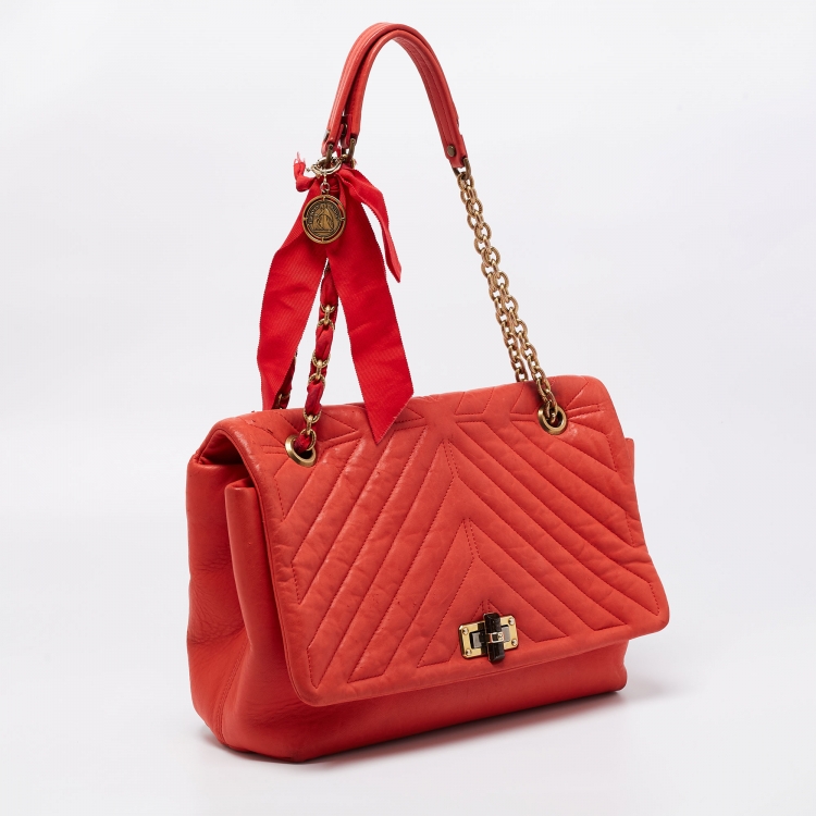Pre Owned Lanvin Red Quilted Leather Happy Shoulder Bag