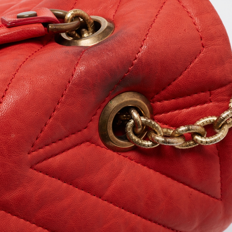 Pre Owned Lanvin Red Quilted Leather Happy Shoulder Bag
