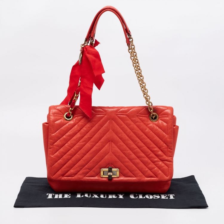 Pre Owned Lanvin Red Quilted Leather Happy Shoulder Bag