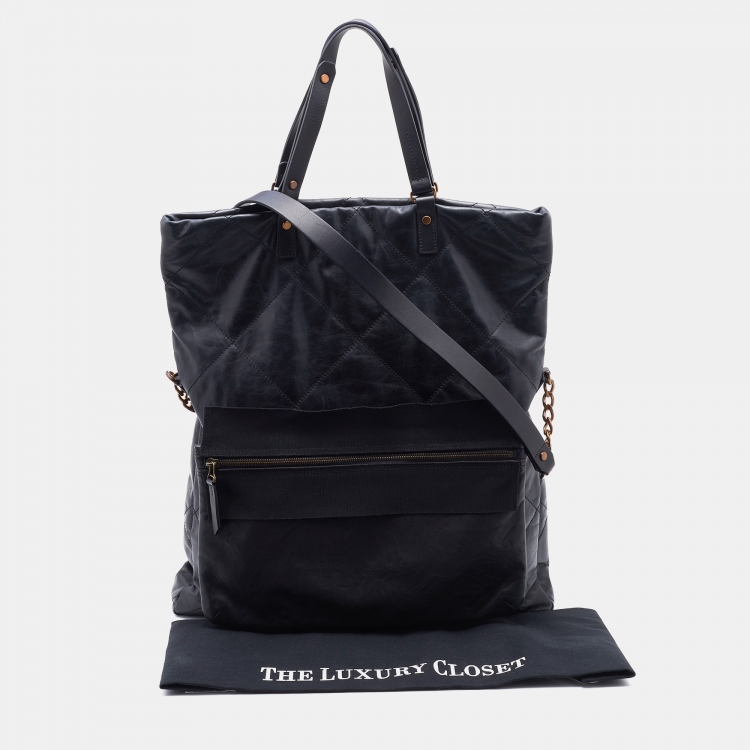 Pre Owned Lanvin Black Quilted Leather Tote