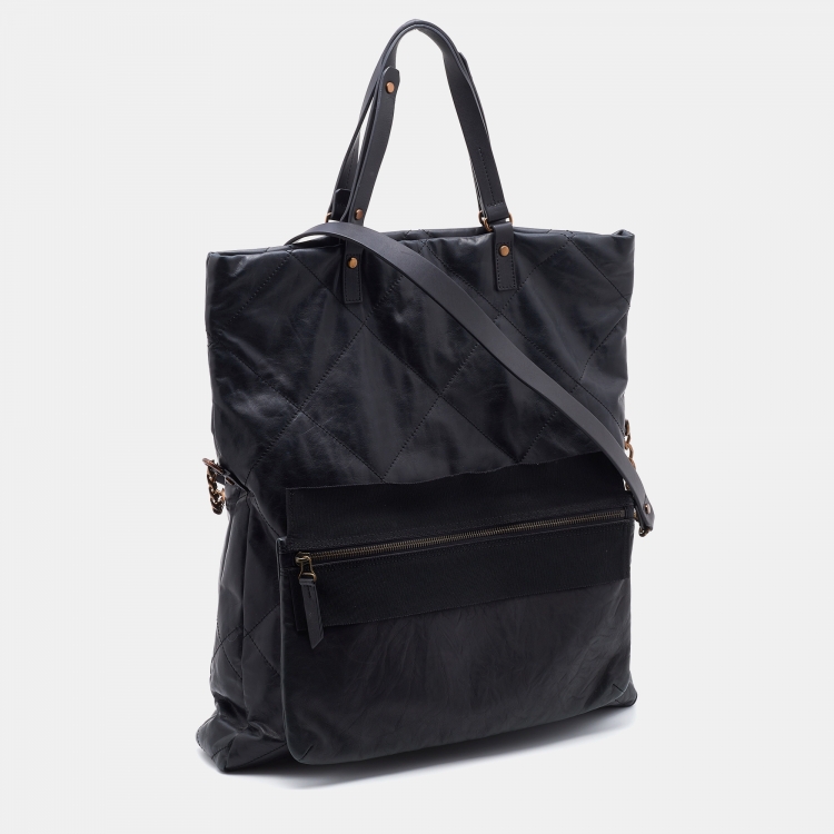 Pre Owned Lanvin Black Quilted Leather Tote