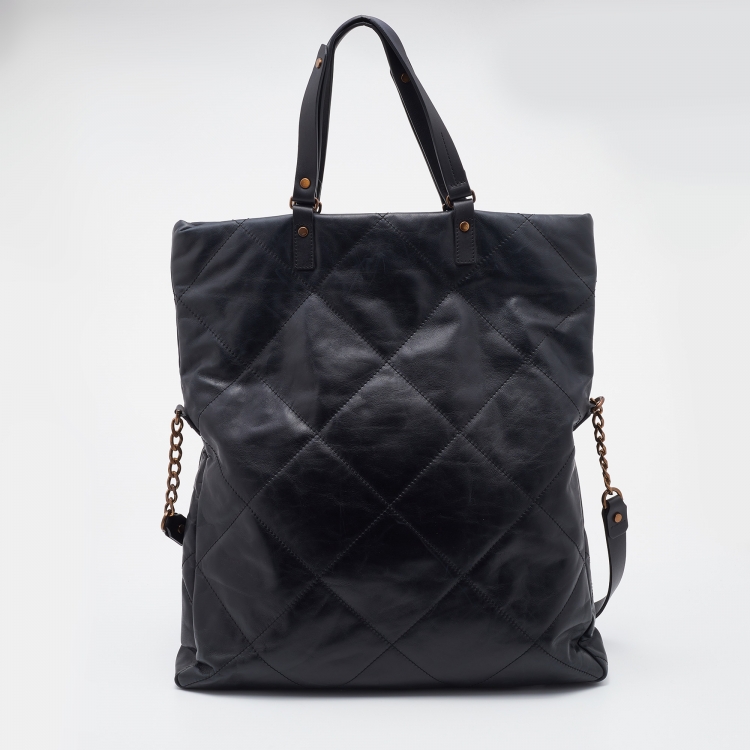 Pre Owned Lanvin Black Quilted Leather Tote