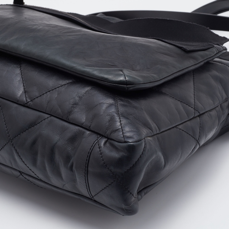Pre Owned Lanvin Black Quilted Leather Tote
