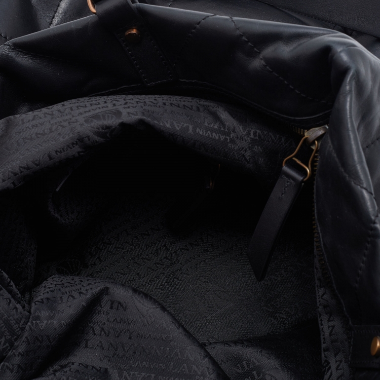 Pre Owned Lanvin Black Quilted Leather Tote