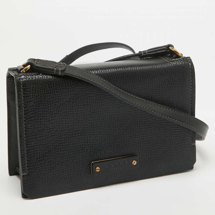 Pre Owned Lanvin Black Leather Crossbody Bag