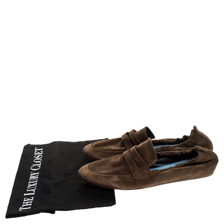Pre Owned Lanvin Brown Suede Penny Loafers Size 40