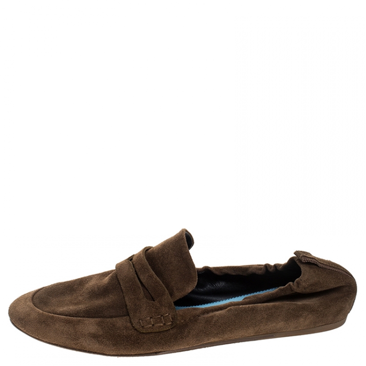 Pre Owned Lanvin Brown Suede Penny Loafers Size 40