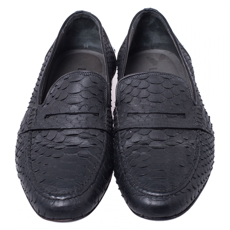 Pre Owned Lanvin Black Python Leather Penny Loafers Size 40