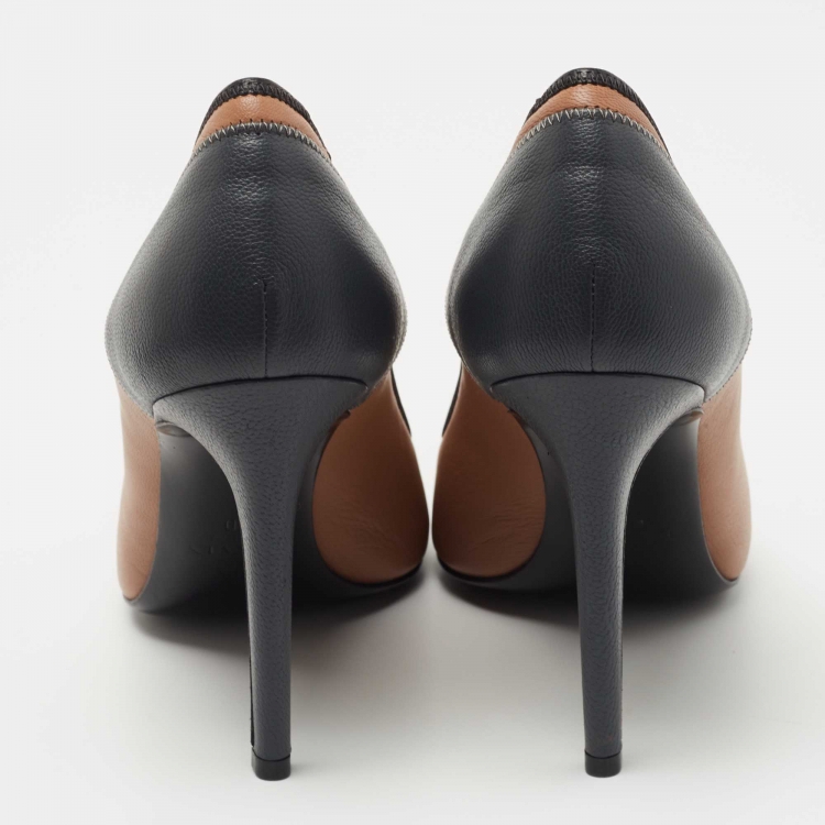 Pre Owned Lanvin Beige/Blue Leather Pointed Toe Pumps Size 40