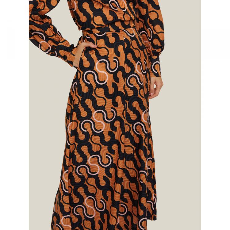 Pre Owned LAYEUR Brown Mae Printed Cotton-Silk Culottes FR 46